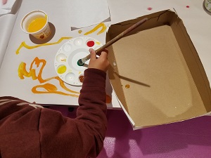 Cereal Box Painting Photo of a child painting
