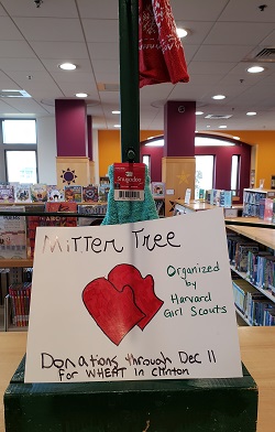 Mitten Tree Photo of a sign asking for donations of mittens