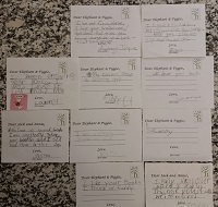Photo of ten postcards written by children