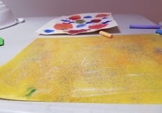 Buttermilk Chalk Project Photo of a piece of paper painted yellow with chalk dust on it