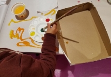 Cereal Box Painting Photo of a child painting