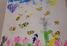 Finger Doodles 9-18 Photo of a child's artwork made with fingerprints and ink drawing