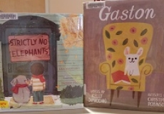 Photo of two children's books titled strictly no elephants and gaston