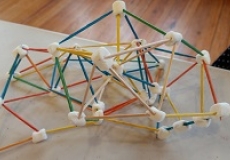 Photo of mini marshmallows stuck together with toothpicks