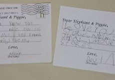 More Elephant and Piggie postcards! Photo of two postcards written by a child