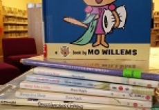 Photo of a stack of library picturebooks about sheep