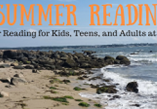 Photo of a beach scene with the words summer reading